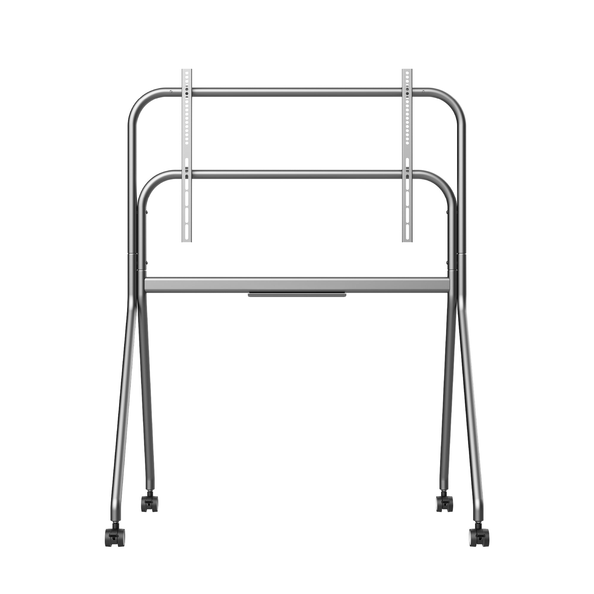 Metal stand with adjustable levels on a white background