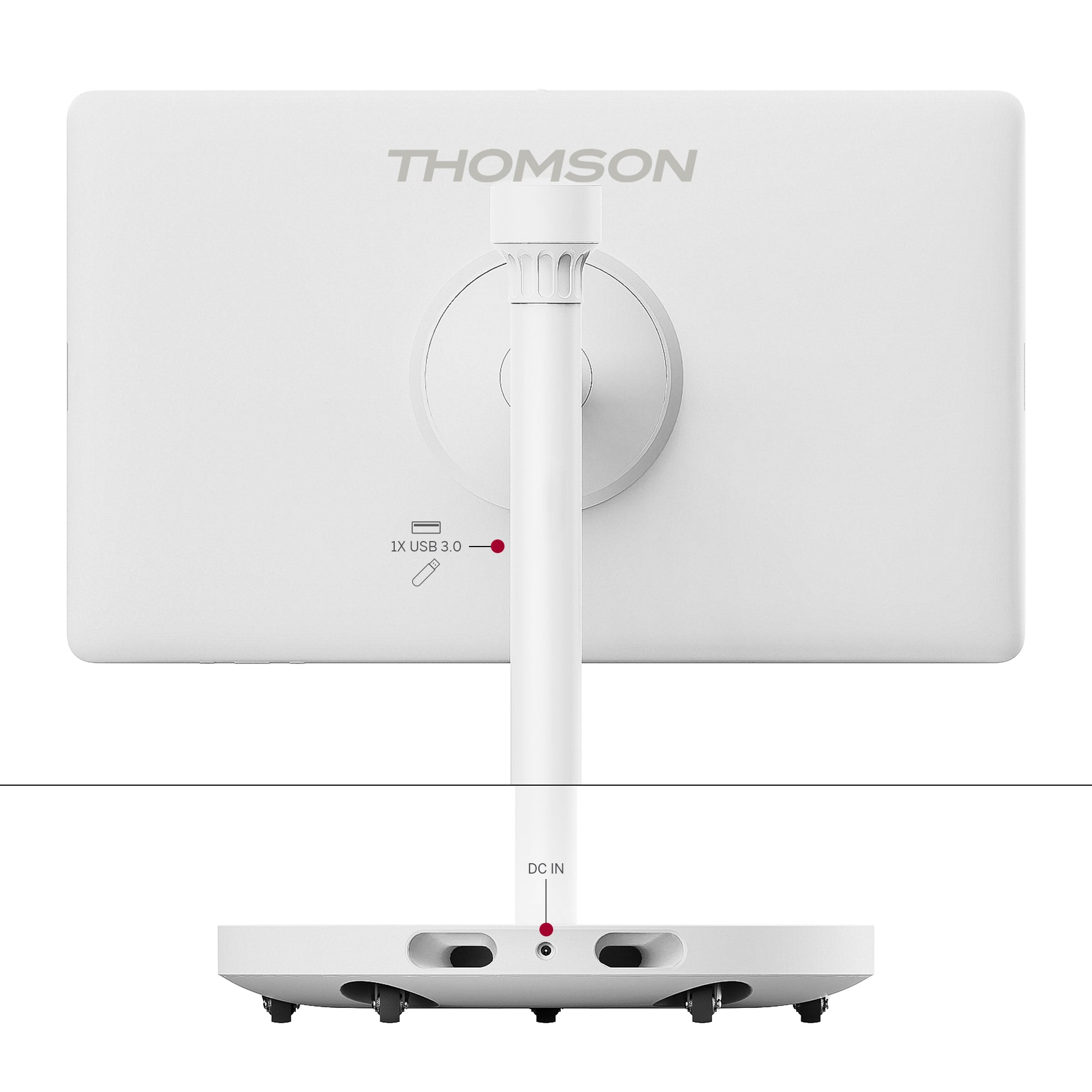 White electronic device with 'Thomson' branding on a white background