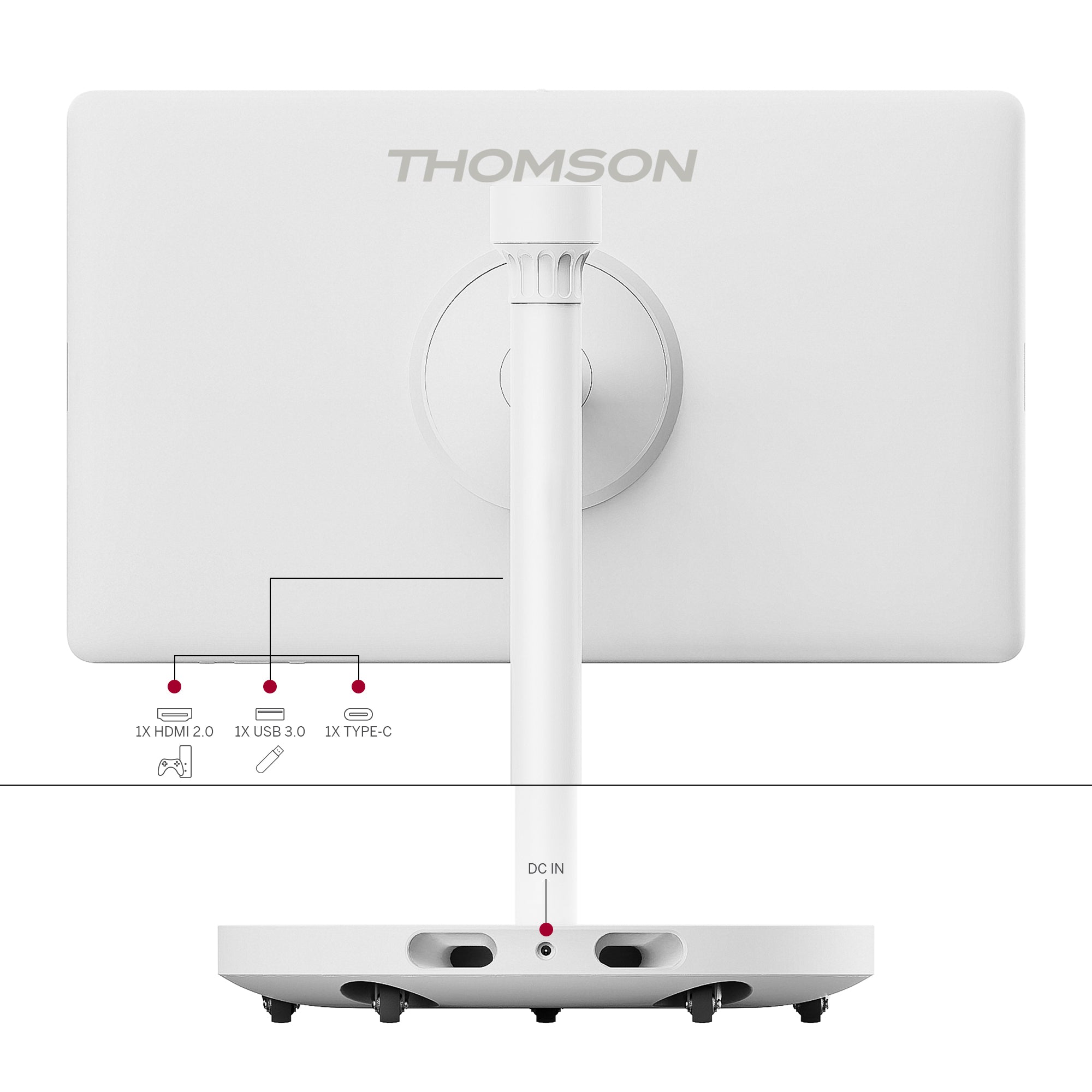 White electronic device with 'Thomson' branding on a white background