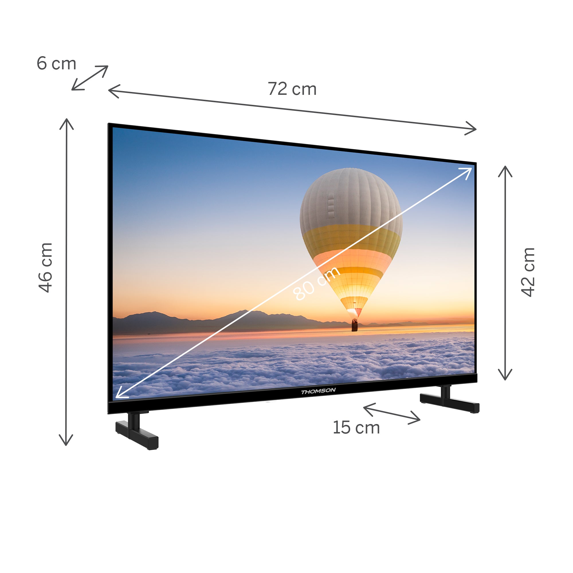 Television screen with dimensions labeled on a white background