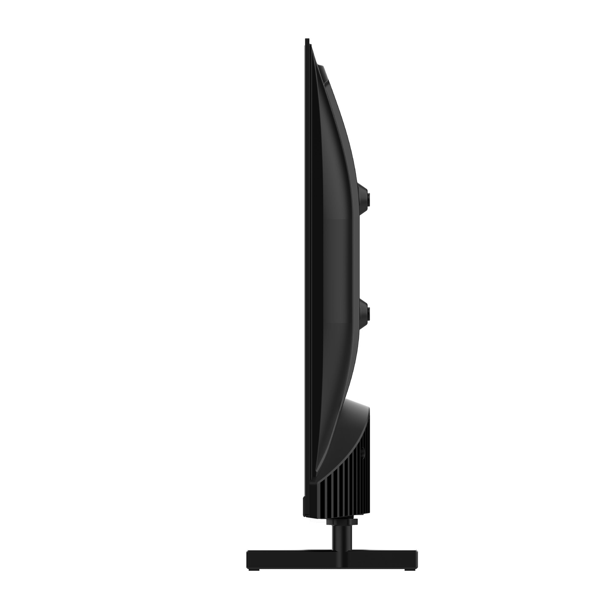Black TV side view on a white background