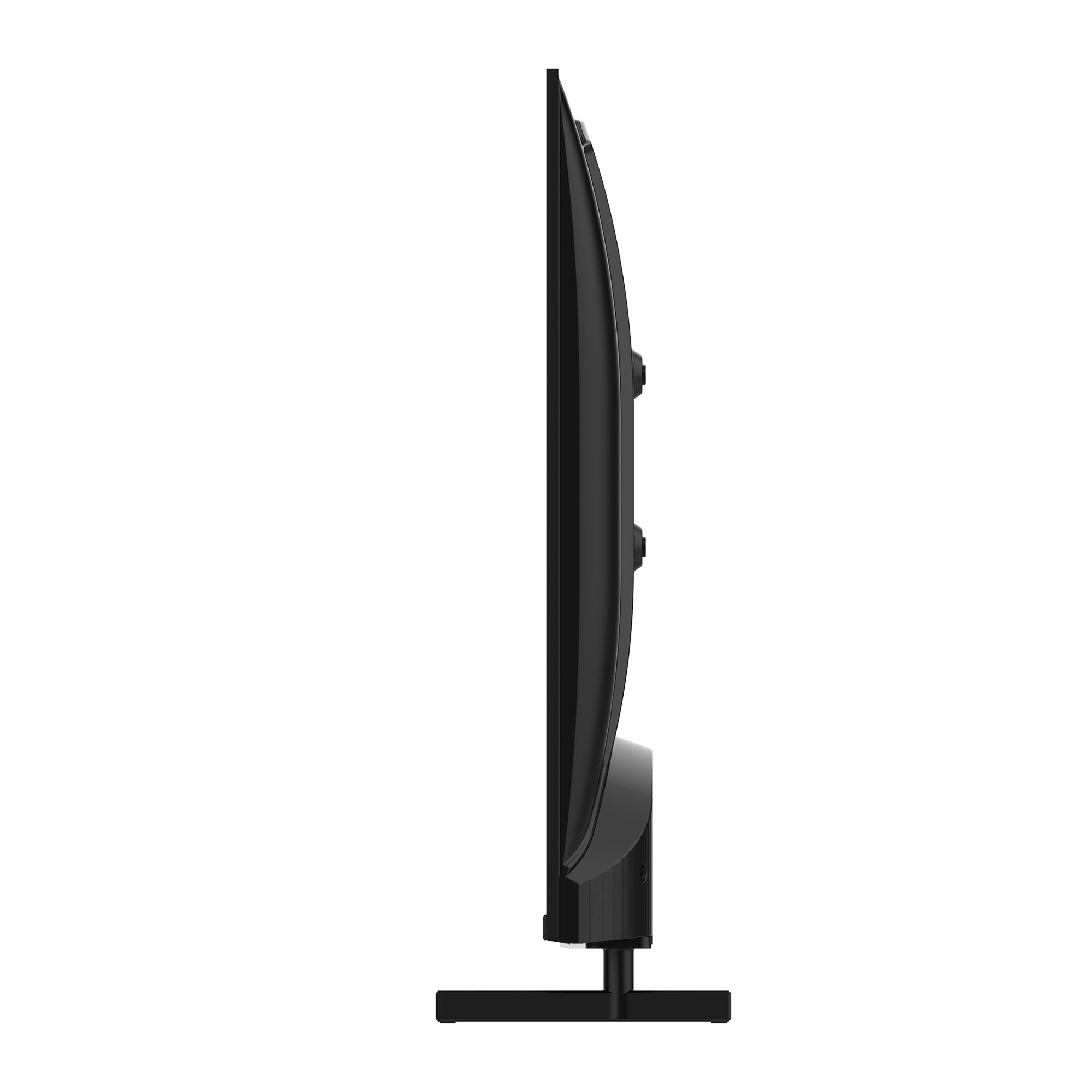 Black TV side view on a white background