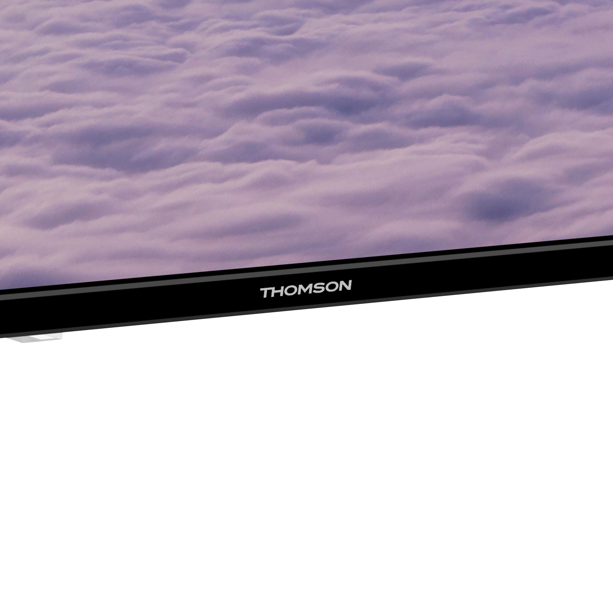 Close-up of a Thomson product with a purple cloud background