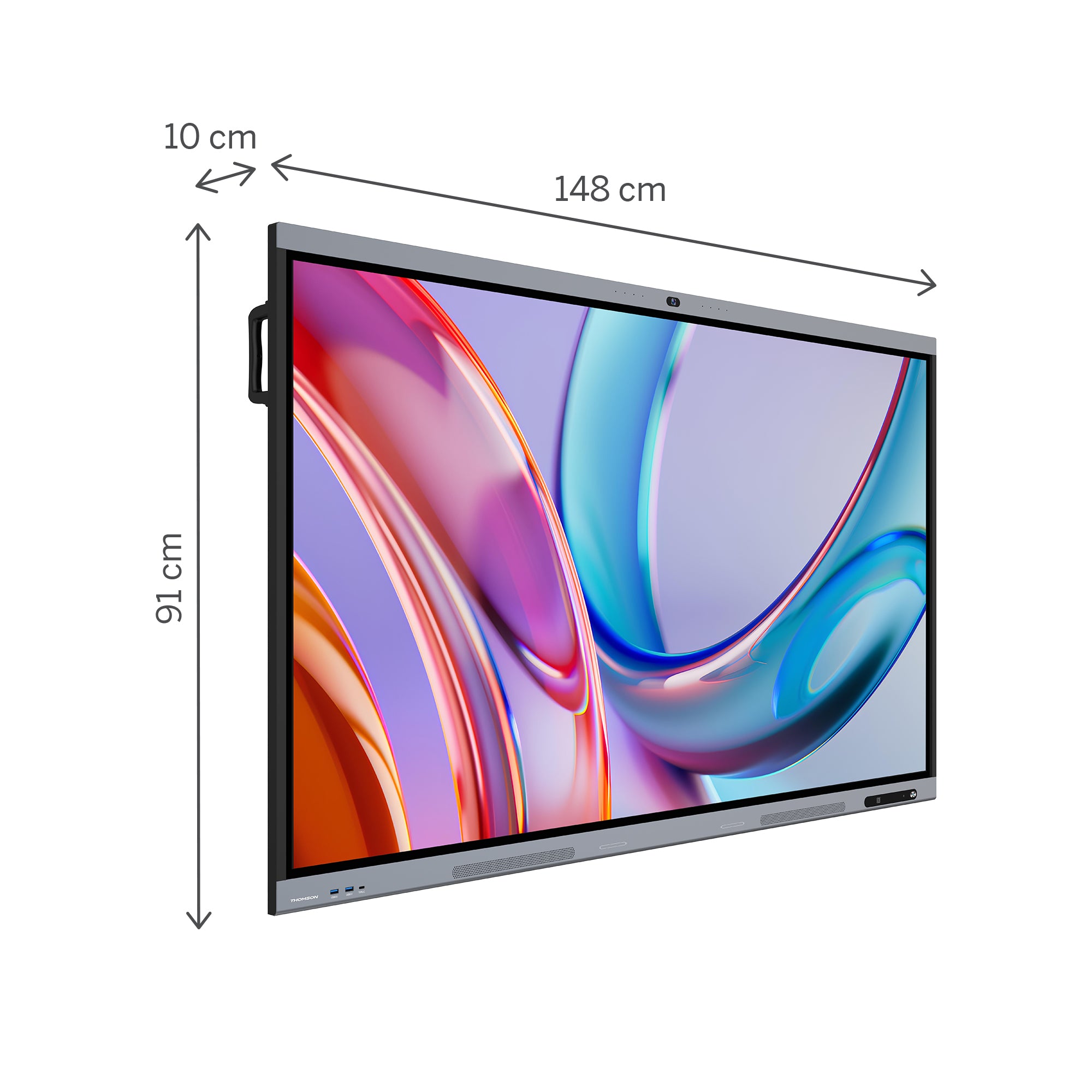 Large display screen with dimensions labeled on a white background