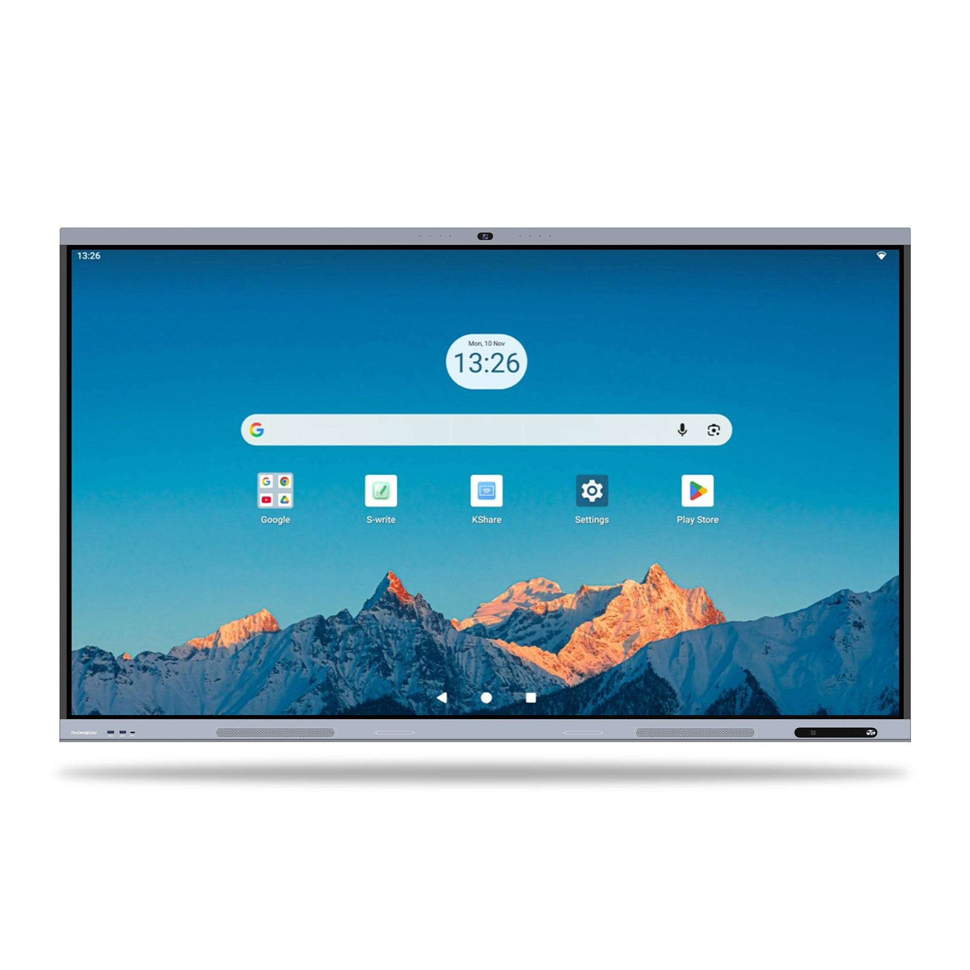 Large digital display with mountain landscape on the screen