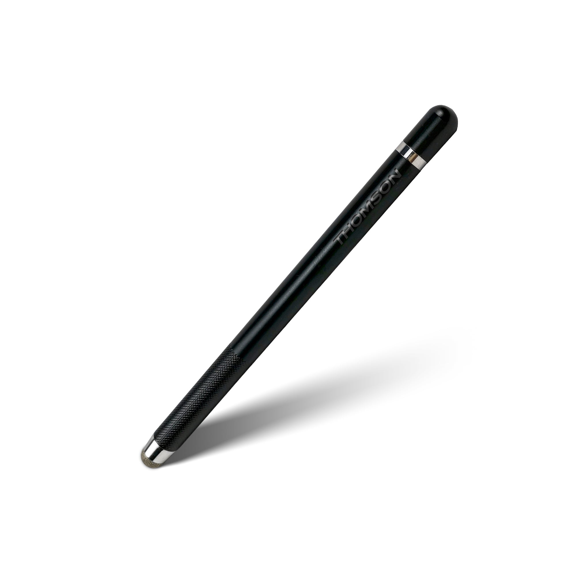 Black stylus pen on a white background