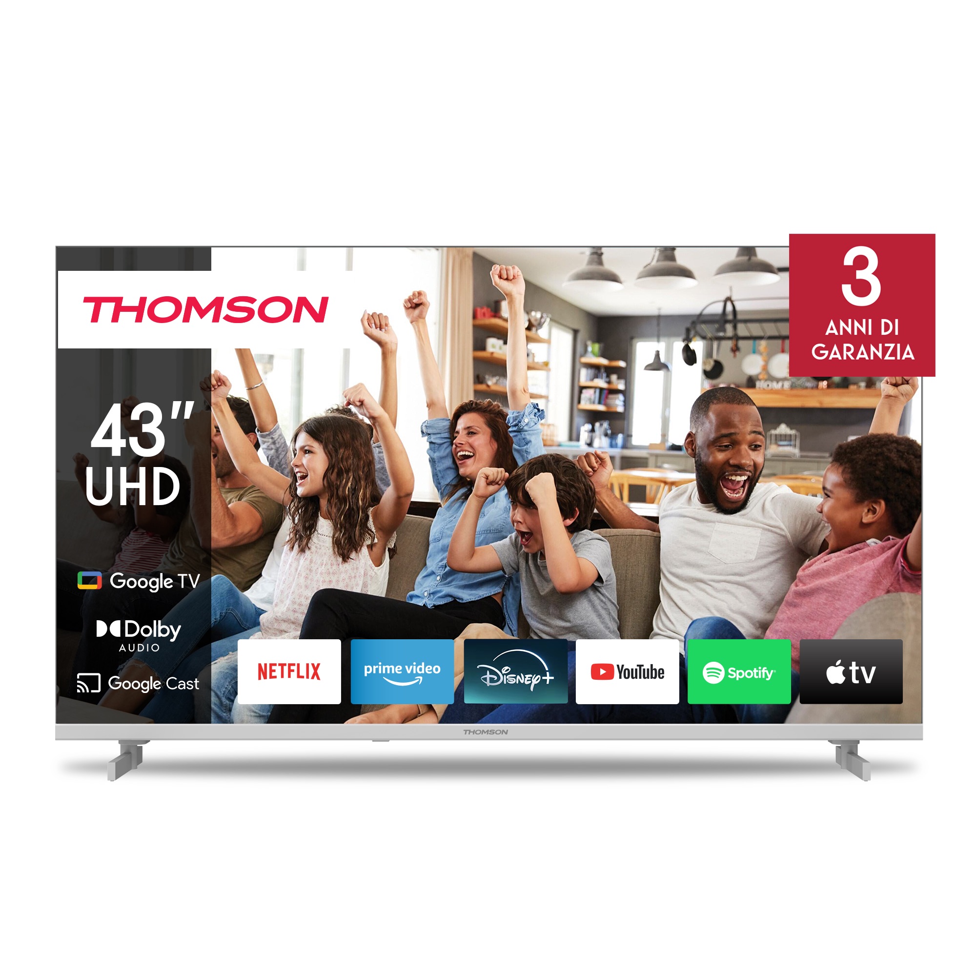 Thomson Google TV UHD White Side Feet Thomson Google TV UHD White Side Feet