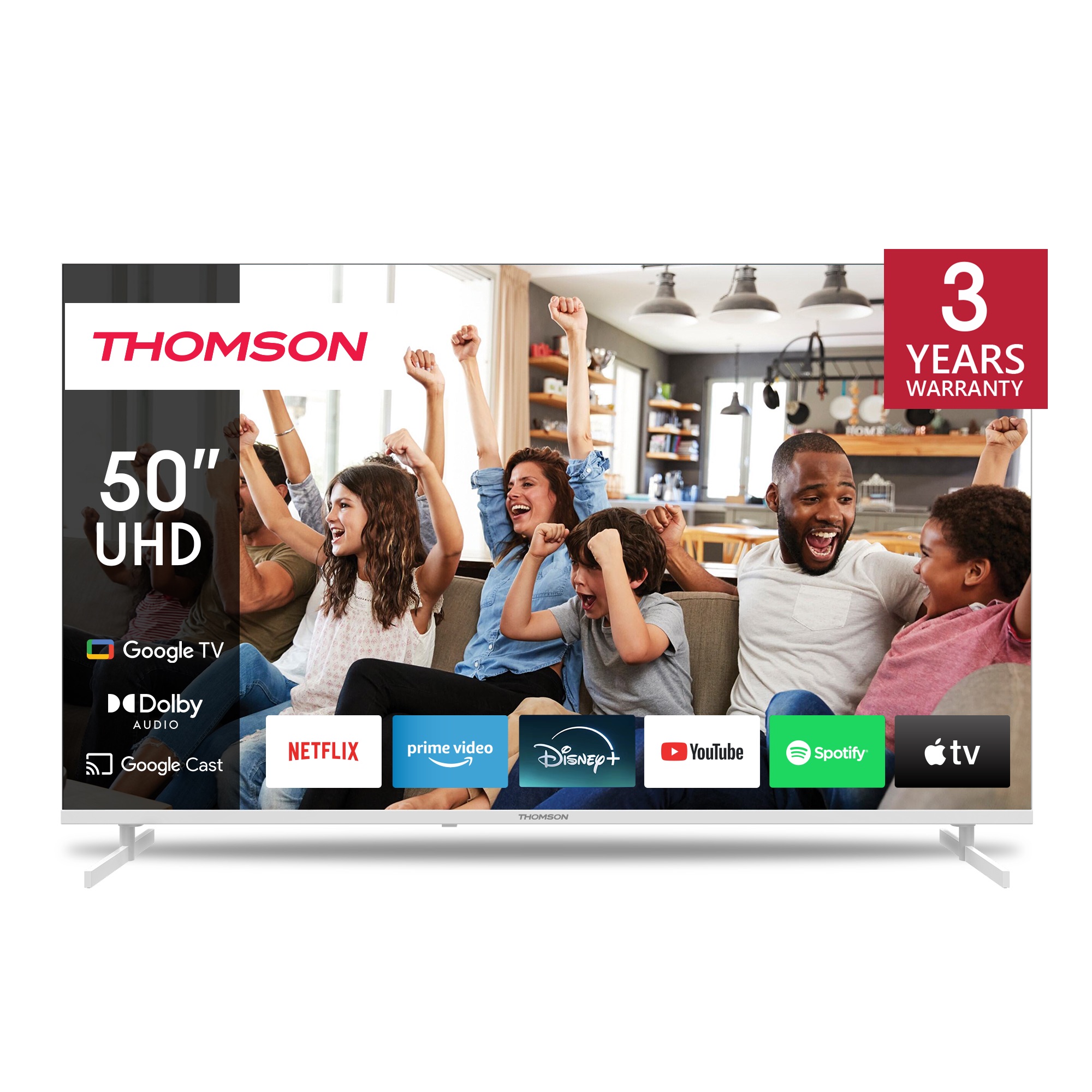 Thomson Google TV 50" UHD White Side Feet
